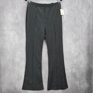 Classic Concepts Black Pull‎ On Stretch Straight Wide Flare Pants L Large